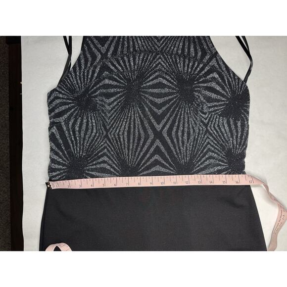 Ashley Stewart Metallic Black Sheath Dress Size 12 Glitter Geo Print Party Dress - Picture 6 of 7